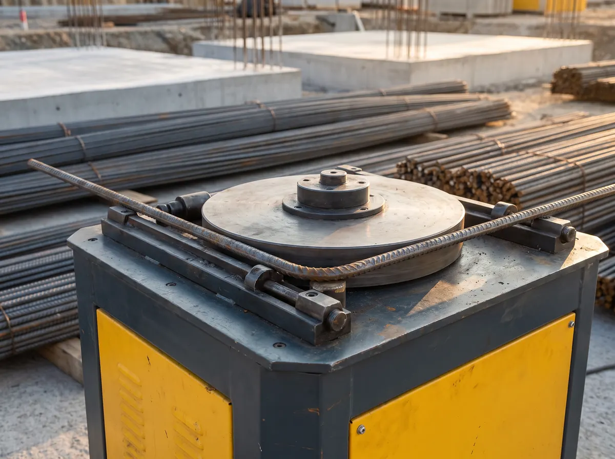 Reliflex automatic rebar bending machine bending a steel bar on site